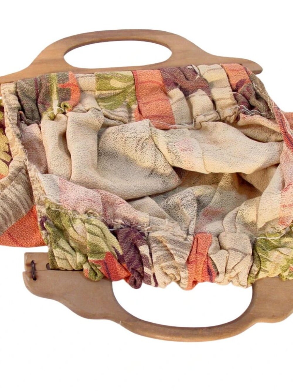 SAISON HAPPILY MARRIED FABRIC Vintage Handmade 40's/50's Barkcloth Satchel Bag - Picture 6 of 12